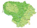 Detailed Lithuania physical map with labeling.