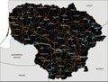 Detailed Lithuania road map with labeling.