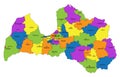 Colorful Latvia political map with clearly labeled, separated layers.