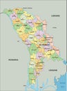 Moldova - detailed editable political map with labeling.