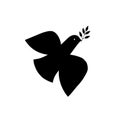 Flying dove vector silhouette icon. Pigeon love and peace symbol. Royalty Free Stock Photo