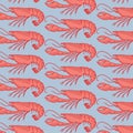 Print Illustration Vector shrimp Pattern background