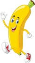 Cartoon banana running and waving hand Royalty Free Stock Photo