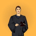 Pop Art Comic Women Lawyer Vector Stock Illustration