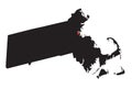 Detailed Massachusetts Silhouette map.