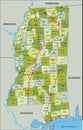 Detailed editable political map with separated layers. Mississippi