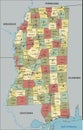 Mississippi - detailed editable political map with labeling.