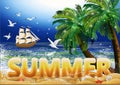 Summer time Beach Party invitation card. vector illustratio Royalty Free Stock Photo
