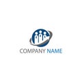 Blue Partner Network Logo Design Template. Team of three people together icon Royalty Free Stock Photo