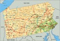 Detailed Pennsylvania physical map with labeling.