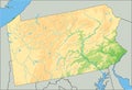 Detailed Pennsylvania physical map.