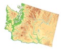 Detailed Washington physical map.