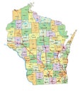 Wisconsin - detailed editable political map with labeling.
