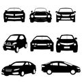 Set of differents cars silhouette on white background