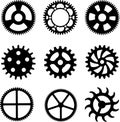 Set of different gear wheels silhouette vector illustration Royalty Free Stock Photo