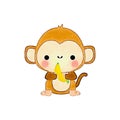 Cute monkey animal watercolor style on a white background llustration vector