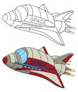 Space Shuttle Ship Plane, outlined vector illustration