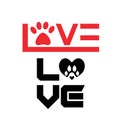 Love with pet footprint.