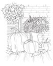 autumn scenes farm life Coloring page design, farm life story Coloring page design, Hand drawn farm landscape background