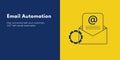 Email Automation Banner on Blue and Yellow Background. Stylish Email Banner with White Text and Icons for Business Royalty Free Stock Photo