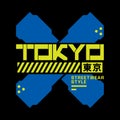 Tokyo japan streetwear y2k style colorful slogan typography vector design icon illustration. Kanji translation Tokyo