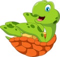 Cute turtle mascot cartoon lying down