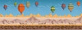 Cappadocia Turkey Travel Destination with Air Balloons View Game Background Vector Illustration