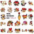 mom mother mothers day proud mom vintage tattoo set
