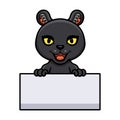 Cute little black panther cartoon holding blank sign Royalty Free Stock Photo