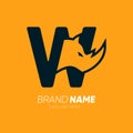 Letter W Rhino Horn Logo Design Vector Icon Graphic Emblem Illustration