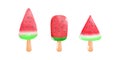 sae of ice cream watermelon stick watercolor style, Sweet tasty summer delicacy sundaes ice-cream