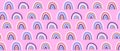 Cute Trendy Seamless Pattern with Hand Drawn Rainbows on a Light Pin Background. Girly Print. Royalty Free Stock Photo