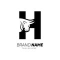 Letter H Bull Animal Logo Design Vector Icon Graphic Emblem Illustration Royalty Free Stock Photo