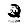 Letter Q Bull Animal Logo Design Vector Icon Graphic Emblem Illustration Royalty Free Stock Photo