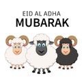 Eid al-Adha Mubarak. Cute ram mascot cartoon collection.