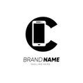 Letter C Initial Handphone Mobile Logo Design Vector Icon Graphic Emblem Illustration