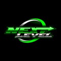 Next level logo on black background