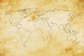 Brown online world map isolated on old paper texture grunge background - vector Royalty Free Stock Photo