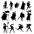 Warrior silhouette vector illustration Royalty Free Stock Photo