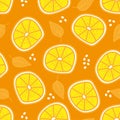 Lemon pattern - hand drawn lemon slice and levaes seamless pattern Royalty Free Stock Photo