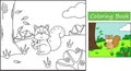 Coloring cute squirrels. Preschooler activity paper