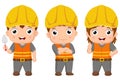 Cute little builder kids cartoon