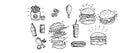 Doodle burger fastfood line art element clipart