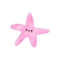 Cute star fish watercolor cartoon on white background vector illustration. Royalty Free Stock Photo