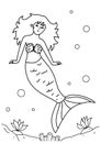 Children coloring book adult mermaid in nature sea illustration