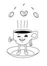 Children coloring book page cute cup coffee bean illustration Royalty Free Stock Photo