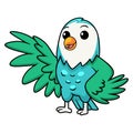Cute blue turquoise bird cartoon waving hand Royalty Free Stock Photo