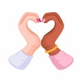 Hand Diversity Love Heart Shape Symbol Cartoon illustration Vector