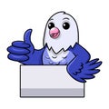 Cute violet love bird cartoon giving thumb up Royalty Free Stock Photo