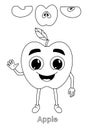 Children coloring book page cute apple smile illustration